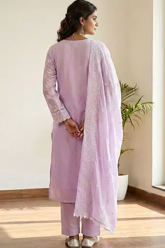 Women Ethnic Motifs Embroidered Regular Thread Work Pure Cotton Kurta with Trousers & With Dupatta