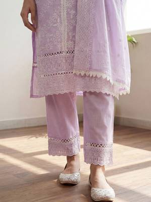 Women Ethnic Motifs Embroidered Regular Thread Work Pure Cotton Kurta with Trousers & With Dupatta 6