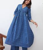 Ethnic Motifs Printed Pure Cotton Kurta With Trousers