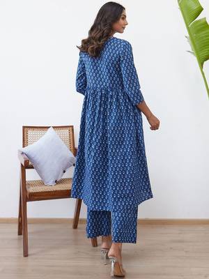 Ethnic Motifs Printed Pure Cotton Kurta With Trousers 5