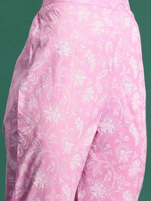 Women Floral Printed Regular Pure Cotton Kurta with Trousers 3