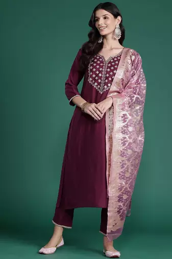 Plus Size Ethnic Motifs Embroidered Regular Gotta Patti Liva Kurta Set