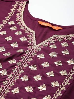 Plus Size Ethnic Motifs Embroidered Regular Gotta Patti Liva Kurta Set 3