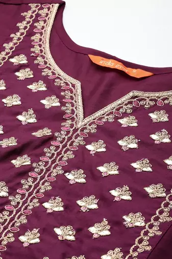Plus Size Ethnic Motifs Embroidered Regular Gotta Patti Liva Kurta Set