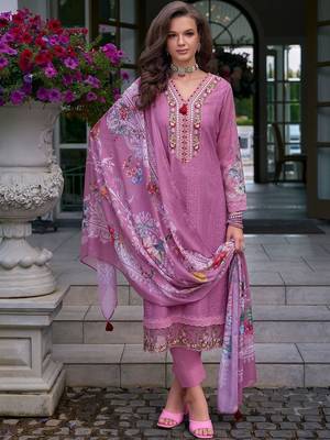 Embroidered Regular Thread Work Pure Cotton Kurta With Trousers & Dupatta 1