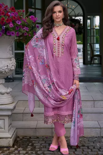Embroidered Regular Thread Work Pure Cotton Kurta With Trousers & Dupatta