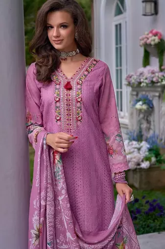 Embroidered Regular Thread Work Pure Cotton Kurta With Trousers & Dupatta