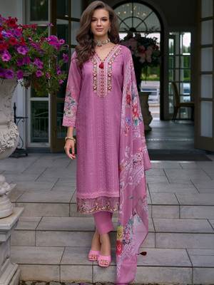 Embroidered Regular Thread Work Pure Cotton Kurta With Trousers & Dupatta 4