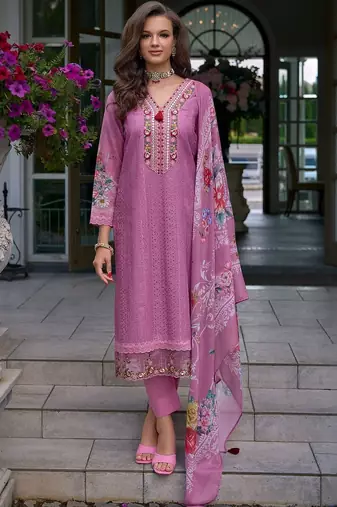 Embroidered Regular Thread Work Pure Cotton Kurta With Trousers & Dupatta