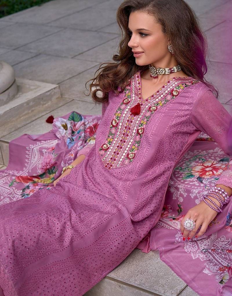 Embroidered Regular Thread Work Pure Cotton Kurta With Trousers & Dupatta