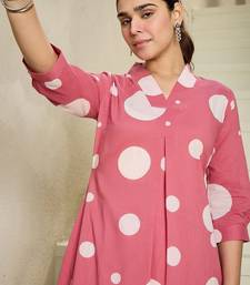 Geometric Printed V-Neck Pure Cotton A-line Kurta With Trousers