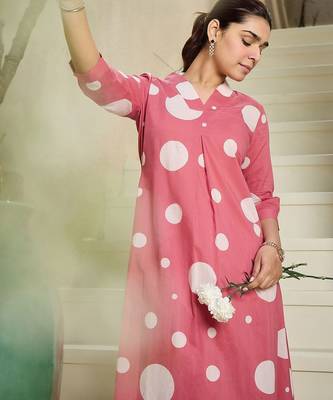 Geometric Printed V-Neck Pure Cotton A-line Kurta With Trousers 6