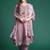 Floral Embroidered Thread Work Linen Kurta with Trousers & Dupatta