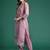 Floral Embroidered Thread Work Linen Kurta with Trousers & Dupatta