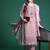 Floral Embroidered Thread Work Linen Kurta with Trousers & Dupatta
