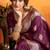 Dark purple silk blend saree with zari weaving & leaf motifs