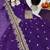 purple color sequin embroidery silk blend gown set