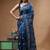 navy blue silk blend stitch saree with white handcrafted embroidery