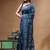 navy blue silk blend stitch saree with white handcrafted embroidery