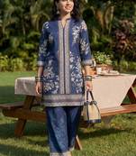 Women Paisley Printed Regular Mirror Work Silk Crepe Kurta with Palazzos