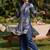 Women Paisley Printed Regular Mirror Work Silk Crepe Kurta with Palazzos
