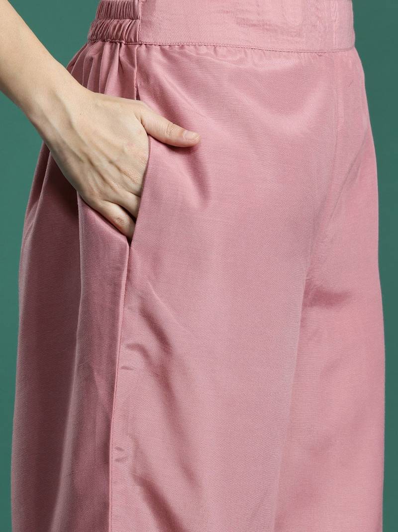 Floral Embroidered Thread Work Kurta with Trousers & With Dupatta