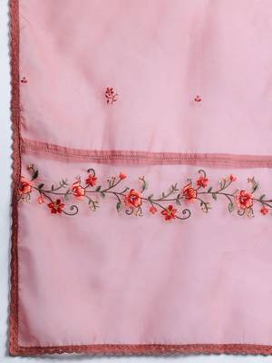 Floral Embroidered Thread Work Kurta with Trousers & With Dupatta 4