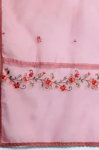 Floral Embroidered Thread Work Kurta with Trousers & With Dupatta
