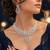 Luxury CZ Bridal Necklace Set, Rhodium Plated Brass, Teardrop Floral Design