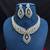 Luxury CZ Bridal Necklace Set, Rhodium Plated Brass, Teardrop Floral Design