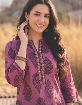 Women Printed Regular Sequinned Pure Cotton Kurta with Salwar & With Dupatta 2