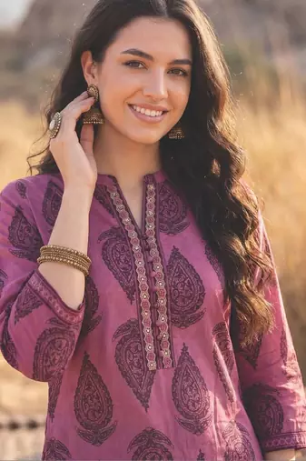 Women Printed Regular Sequinned Pure Cotton Kurta with Salwar & With Dupatta