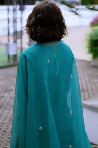 Ethnic Motifs Yoke Design Straight Kurta with Trousers & Dupatta