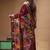 elegant brown silk blend saree with hand-painted floral art & golden zari border