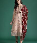 floral embroidered thread work  cotton kurta with trousers & with dupatta