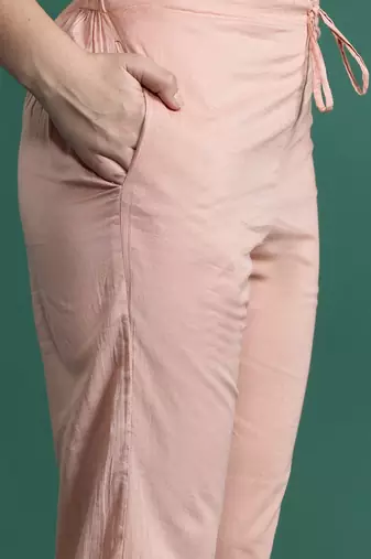Floral Embroidered Thread Work Pure Cotton Kurta with Trousers & With Dupatta