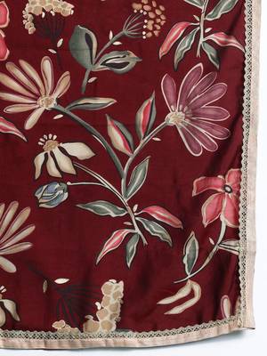 floral embroidered thread work  cotton kurta with trousers & with dupatta 4