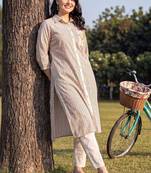 Women Striped Regular Pure Cotton Kurta with Trousers