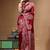 elegant maroon printed silk blend saree with white paisley print