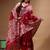 elegant maroon printed silk blend saree with white paisley print
