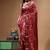 elegant maroon hand-painted silk blend saree with floral batik print & rich golden zari border
