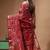 elegant maroon hand-painted silk blend saree with floral batik print & rich golden zari border