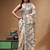 off-white cotton blend saree with black floral embroidered stitched saree