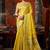 Mustard yellow tissue silk blend saree with floral zari border
