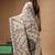 off-white cotton blend saree with black floral embroidered stitched saree