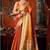 Orange tissue silk blend saree with floral zari border