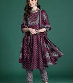 Ethnic Motifs Printed Mirror Work Pure Cotton Kurta with Trousers & With Dupatta