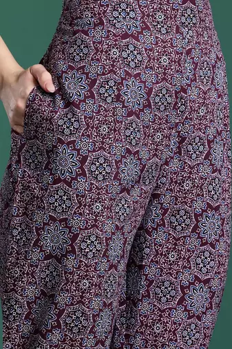 Ethnic Motifs Printed Mirror Work Pure Cotton Kurta with Trousers & With Dupatta