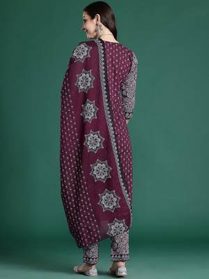 Ethnic Motifs Printed Mirror Work Pure Cotton Kurta with Trousers & With Dupatta 6