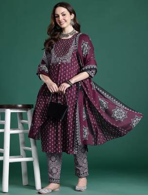 Ethnic Motifs Printed Mirror Work Pure Cotton Kurta with Trousers & With Dupatta 7